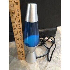 Vintage Lava Lite Lamp Blue With White Wax Used- Needs 15W Bulb- Parts 12 inches